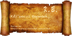 Köpeczi Benedek névjegykártya